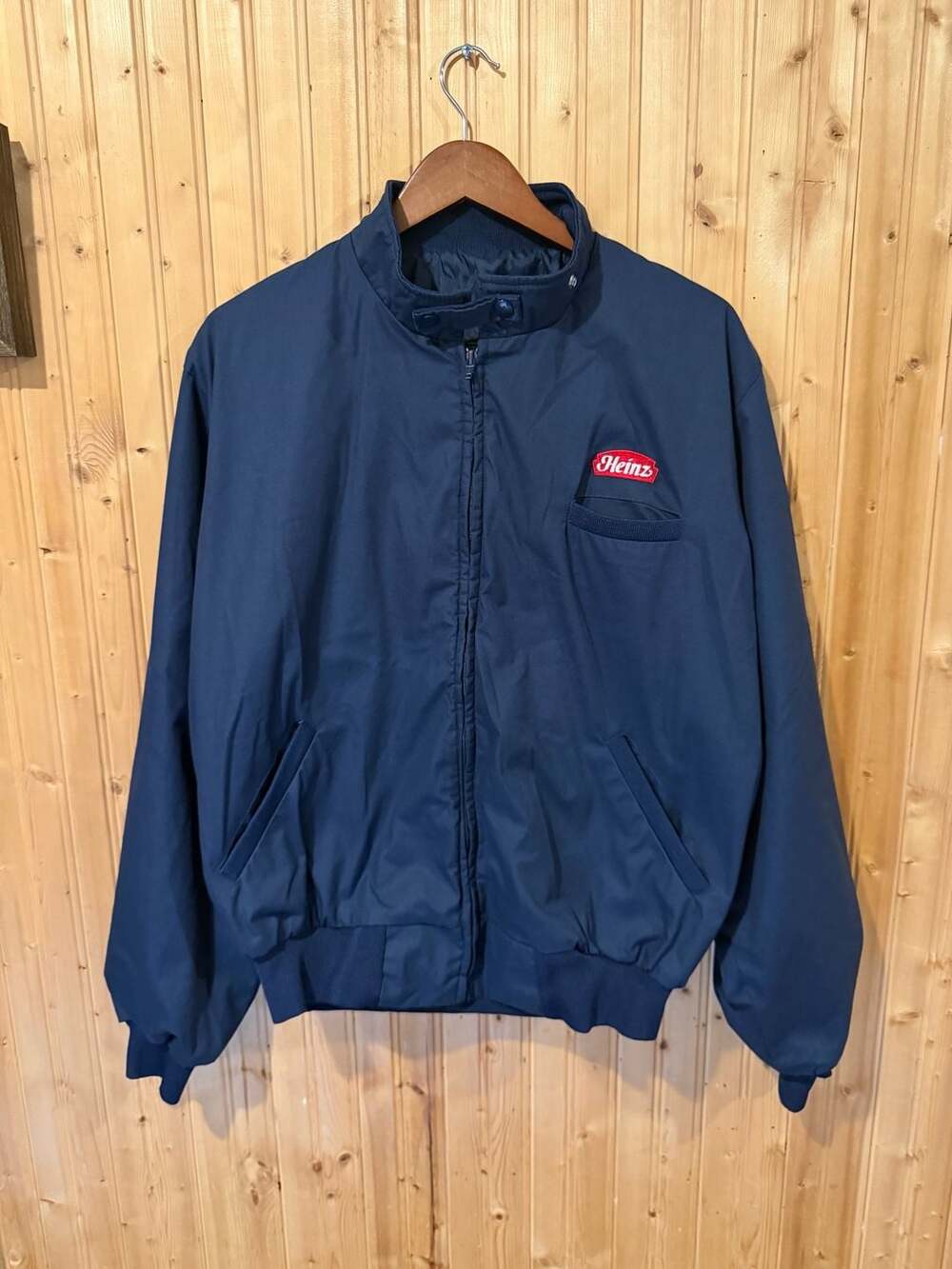 Vintage K-Products Heinz Embroidered Logo Navy Bomber Jacket